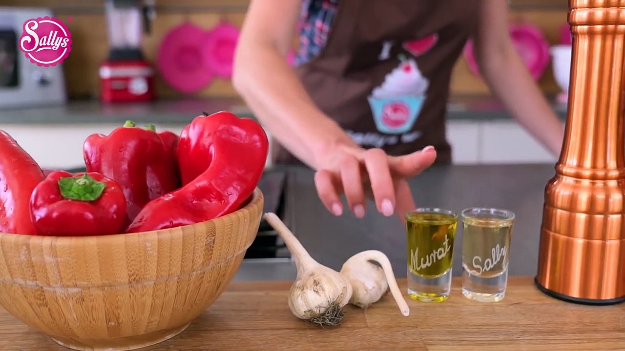 Rote Paprika einlegen / Grillbeilage / gegrillte Paprika