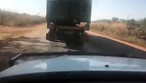 WATCH VIDEO: Tanzanian truck driving with just a rim. Causing damage to roads and sparks, near Kafulafuta toll gate.