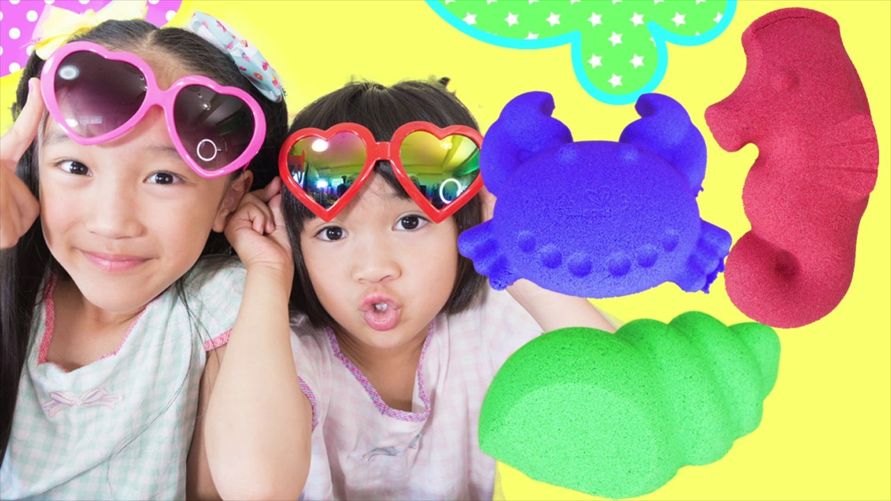 Learn Colors Kinetic Sand - 【ASMR】 - Finger Family Song - Sea creatures