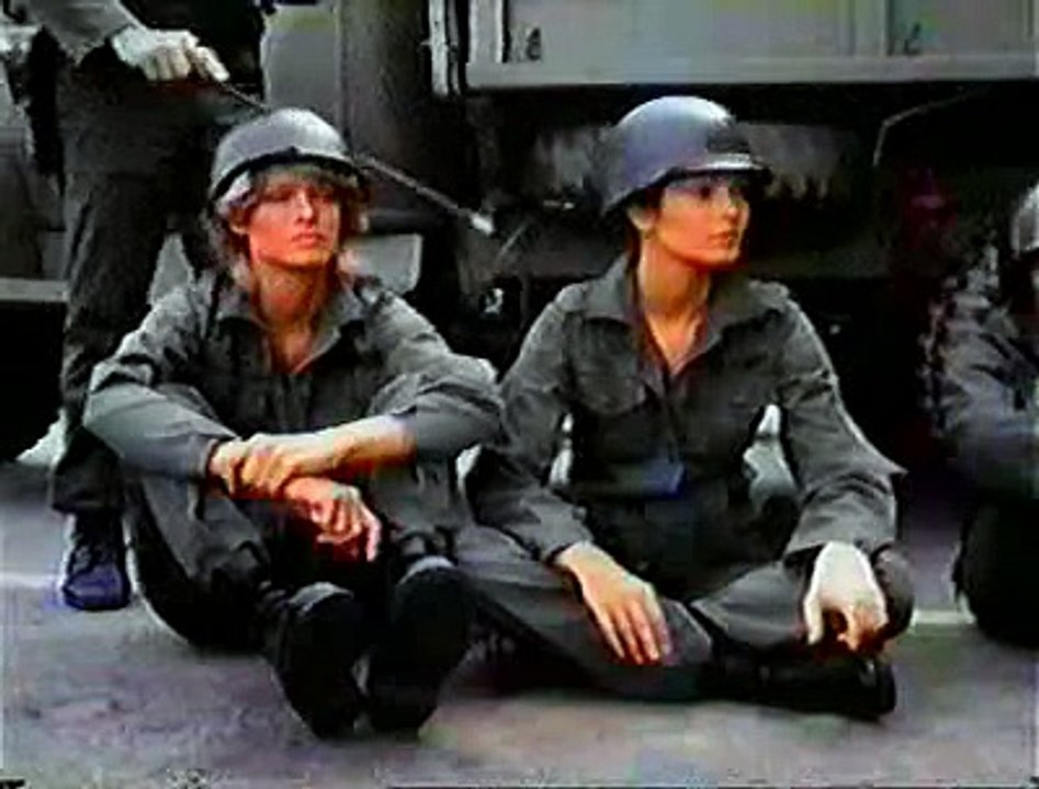 Actresses Jaclyn Smith Farrah Fawcett Wearing Gasmasks