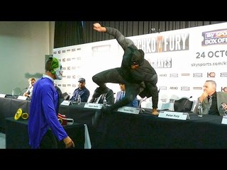 Tyson Fury ATTACKS THE JOKER at Klitschko vs. Fury PRESS CONFERENCE