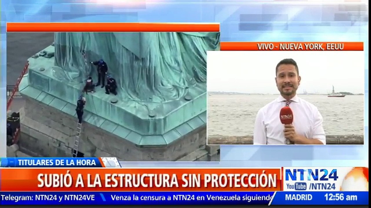 Autoridades detuvieron a mujer que se trepó a la Estatua de la Libertad