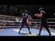 Conner Benn smashes the pads at the public work out