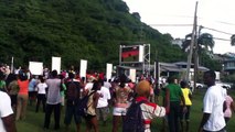 Crowd in Grenada watching Kirani James win gold!