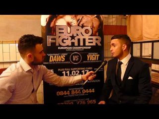 Anthony Yigit " Excited to be back" V Lenny Daws