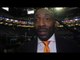 Johnny Nelson reacts to BELLEW'S tko WIN at ringside from the O2