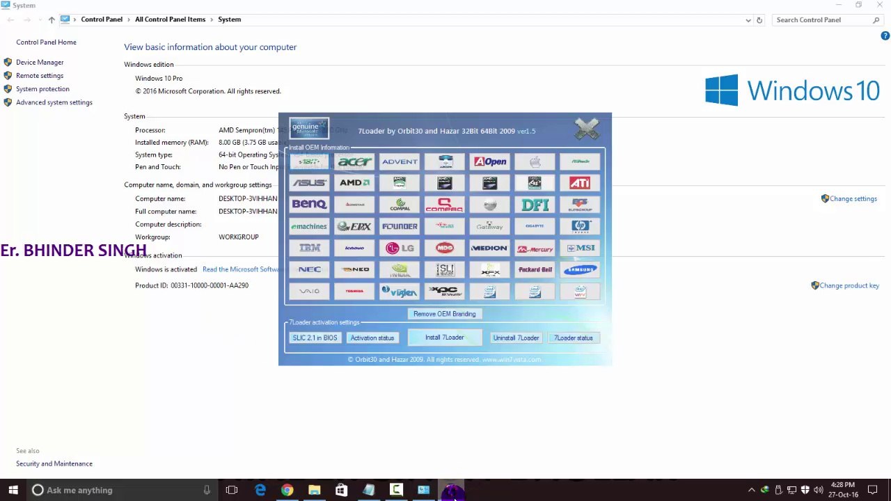 How To Brand Add In Windows 10 #Bhinderbadra