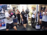 Miguel Cotto Working on Double Ended Bag at LA Media Workout vs. Kamegai