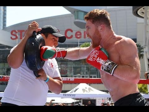 Canelo shows his skills with the Noodles ahead of his battle with GGG
