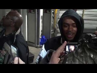Errol Spence post fight MEDIA SCRUM