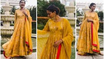 Sonam Kapoor opts for Traditional Yellow Anarkali for her Indonesia vacations | FilmiBeat