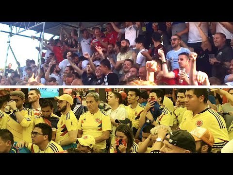 England & Colombia Fans React To Harry Kane Penalty! - Russia 2018 World Cup
