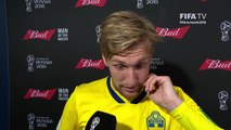 INTERVIEW | Emil Forsberg scored a deflected goal to give Sweden a 1-0 victory over Switzerland and a place in the quarter-finals for the first time in 24 years