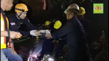 Thai rescue team drills into cave rock to get boys out