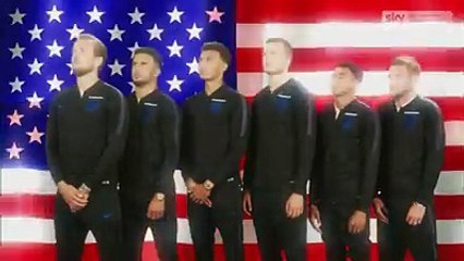 England players join The Late Late Show with James Corden on Sky One to recruit USA fans for the World Cup