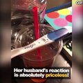 This man's reaction to his wife's pregnancy news is hilarious!   Credit: JukinVideo