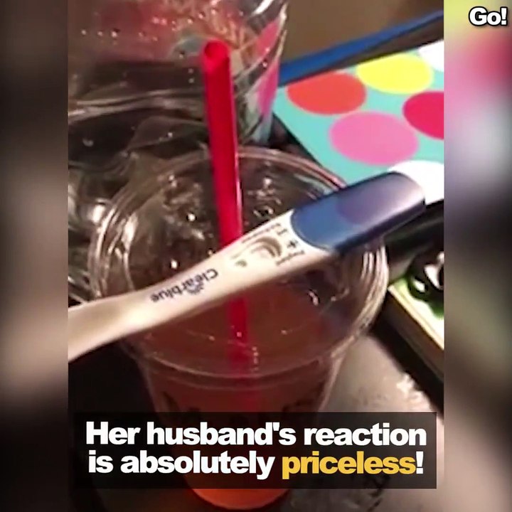 This man's reaction to his wife's pregnancy news is hilarious!   Credit: JukinVideo