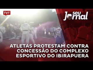 Atletas protestam contra concessão do Complexo Esportivo do Ibirapuera
