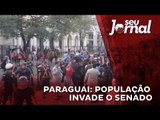 Manifestante colocam fogo no Senado em Assunção, no Paraguai