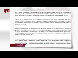 CUT: conducão de Lula pela Polícia Federal é espetáculo deprimente