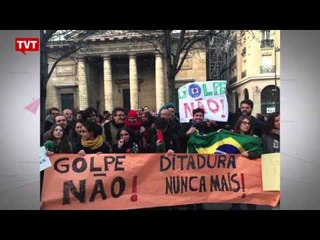 Veja cenas do ato pela democracia na França e pelo Brasil