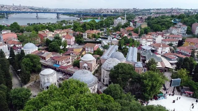 Camilere asılan mahyalar havadan görüntülendi