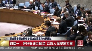 [中国新闻]联合国安理会两份涉叙决议草案均未获通过 刘结一：呼吁安理会团结 以叙人民安危为重 | CCTV-4
