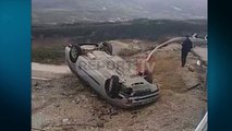 Report TV - Aksident në dalje të tunelit të Elbasanit, përmbyset makina, plagoset drejtuesi