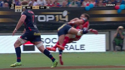 L'énorme plaquage de Nigel Hunt amenant à un essai pour Grenoble