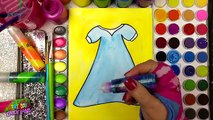 Learn Colors and Color Watercolor Beautiful Sparkle Dress Coloring Pages for Kids BirthdayCandyLand