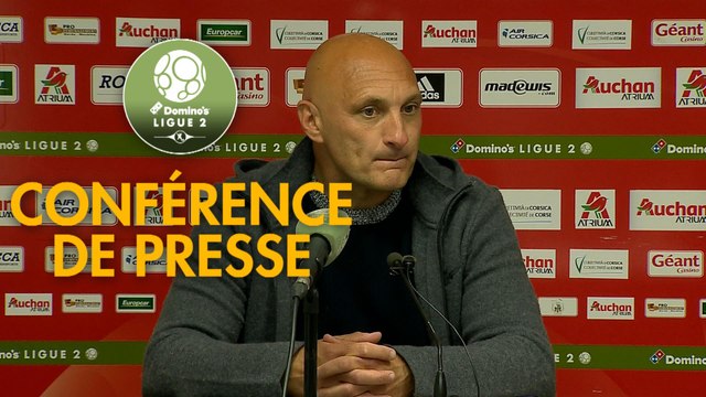 Conférence de presse AC Ajaccio - Chamois Niortais (2-2) : Olivier PANTALONI (ACA) - Jean-Philippe FAURE (CNFC) - 2017/2018