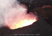 Drone Video Captures Reunion Island Volcano Spitting Lava