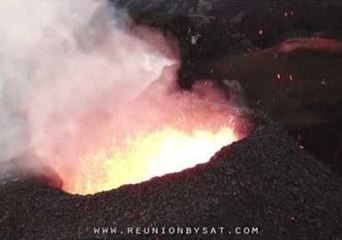 Drone Video Captures Reunion Island Volcano Spitting Lava