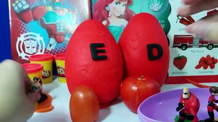 The Color Red with Jumbo Surprise Eggs Play-Doh - Learn Colors for Baby, Toddler Preschool