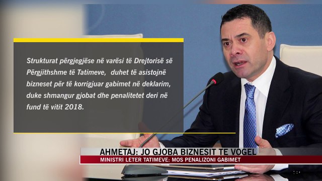 Ahmetaj: Jo gjoba biznesit të vogël - News, Lajme - Vizion Plus