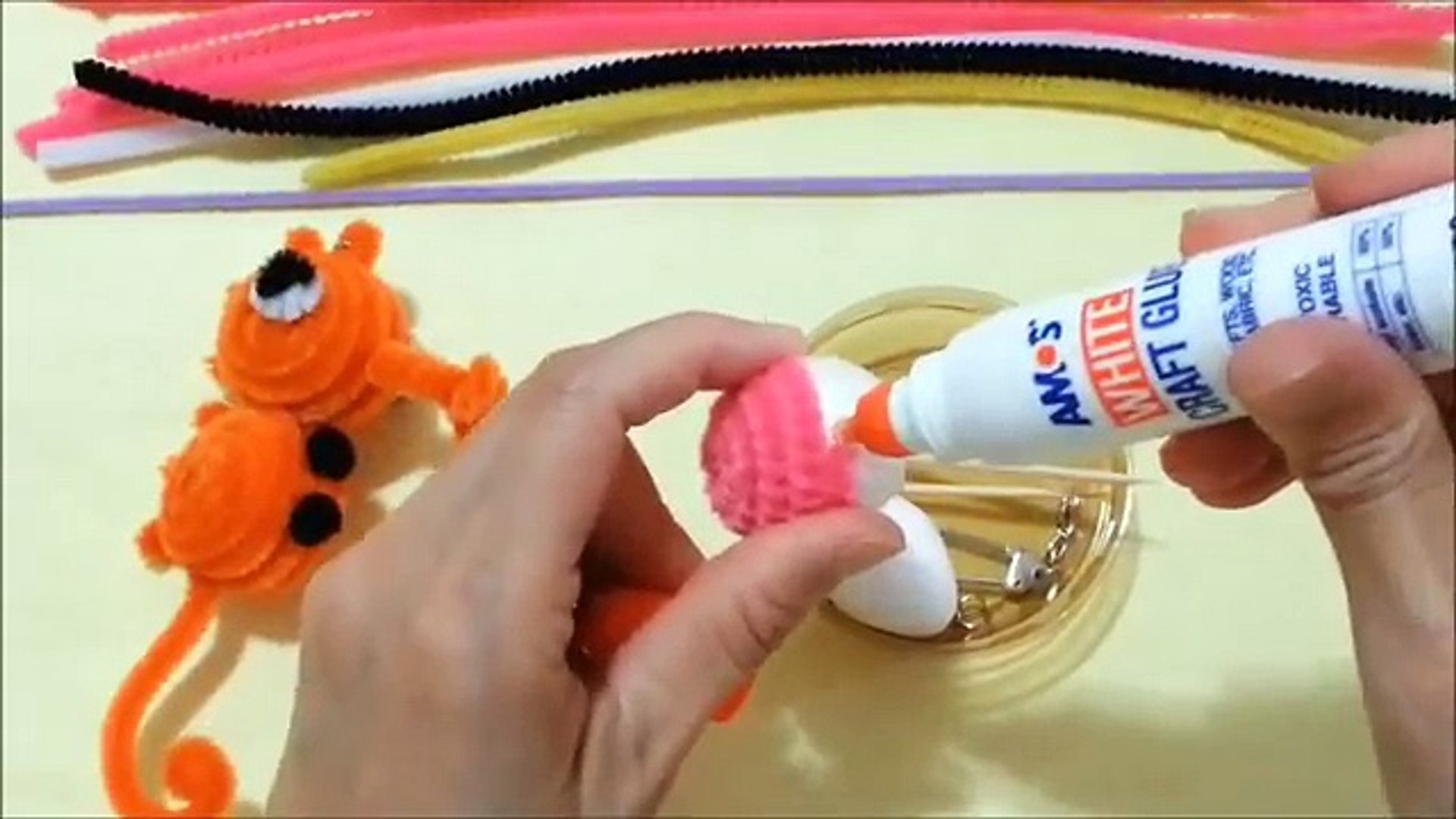 DIY fun craft tutorial pipe cleaner seahorse手工教學:毛根海馬
