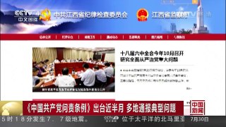 [中国新闻]《中国共产党问责条例》出台近半月 多地通报典型问题 | CCTV-4