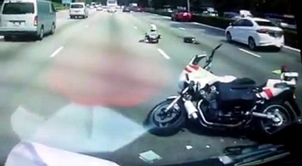 Traffic police braked and roll like a bowling ball