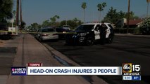 Head-on crash in Tempe sends three to the hospital