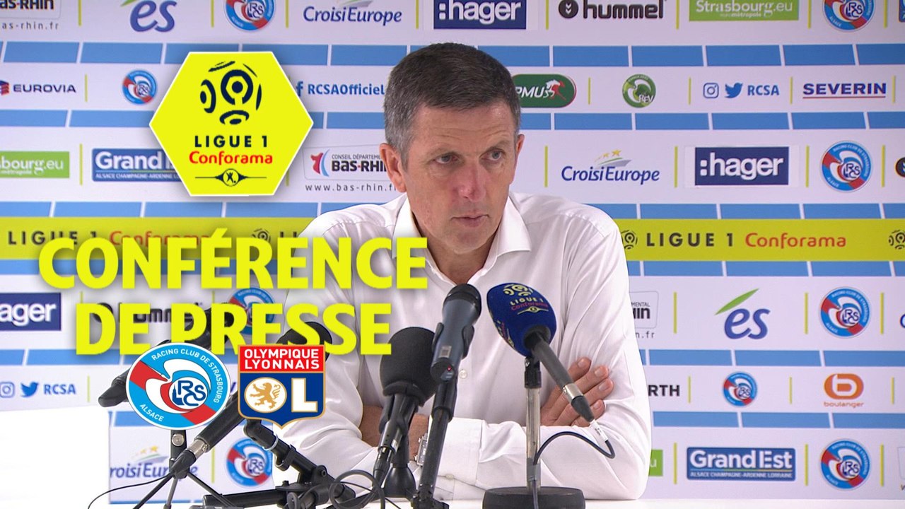 Conférence de presse RC Strasbourg Alsace - Olympique Lyonnais (3-2) : Thierry LAUREY (RCSA) - Bruno GENESIO (OL) / 2017-18