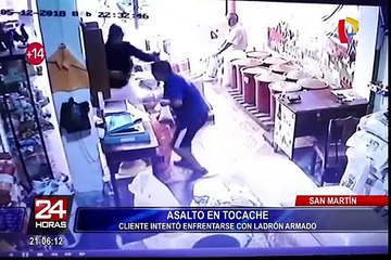 Asalto en Tocache: cliente intentó enfrentarse con ladrón armado