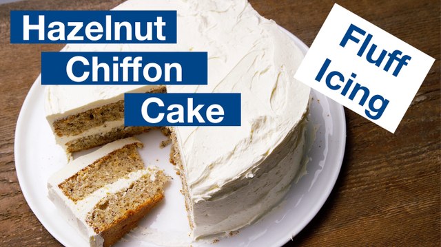 Hazelnut Chiffon Cake With Marshmallow Fluff Icing