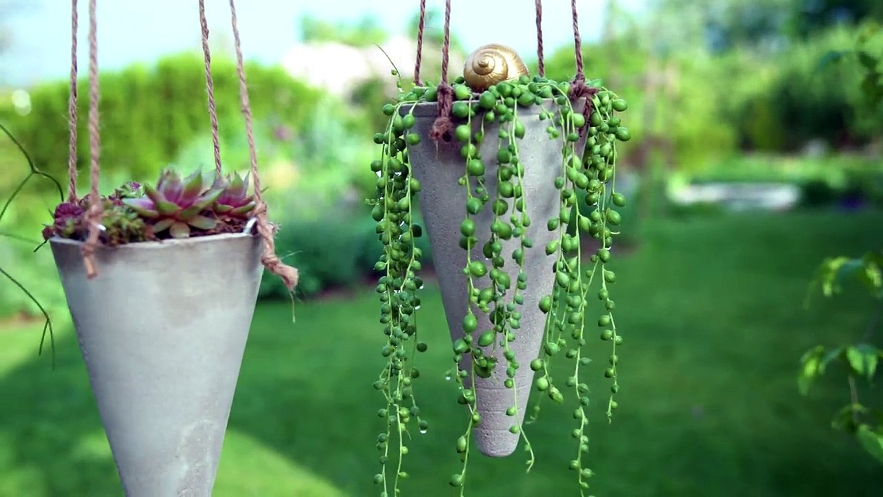 DIY - Gartenstecker/Blumenampel aus Beton | Betonkegel | Dachwurz | Hängepflanze | How to