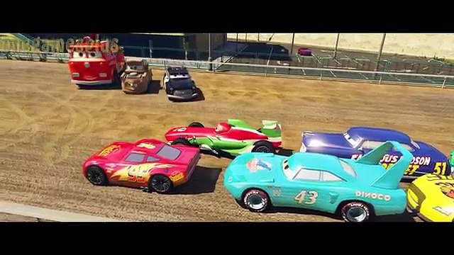 Сars (2017) crash Francesco Bernoulli & McQueen & Dinoco King 43 & Hudson Hornet