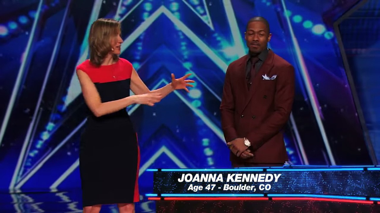 ANGIE VU HA kissing Nick Cannon on America's Got Talent