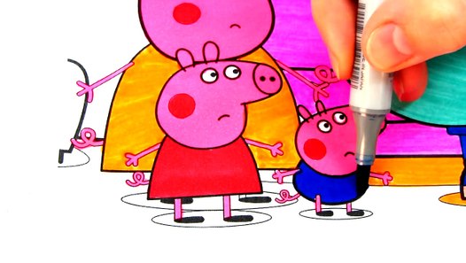 Peppa Pig Daddy Pig Watching TV Coloring Book Pages Videos For Kids