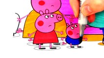 Peppa Pig Daddy Pig Watching TV Coloring Book Pages Videos For Kids with Colored Markers