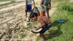 Terrifying!! Brave Little Kids Catch Big Snake in Water While Finding Snails in the fields
