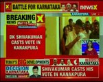 Karnataka Elections 2018 Congress candidate DK Shivakumar casts his vote in Kanakpura