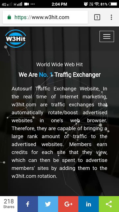Free auto surf traffic exchange websites- w3hit.com